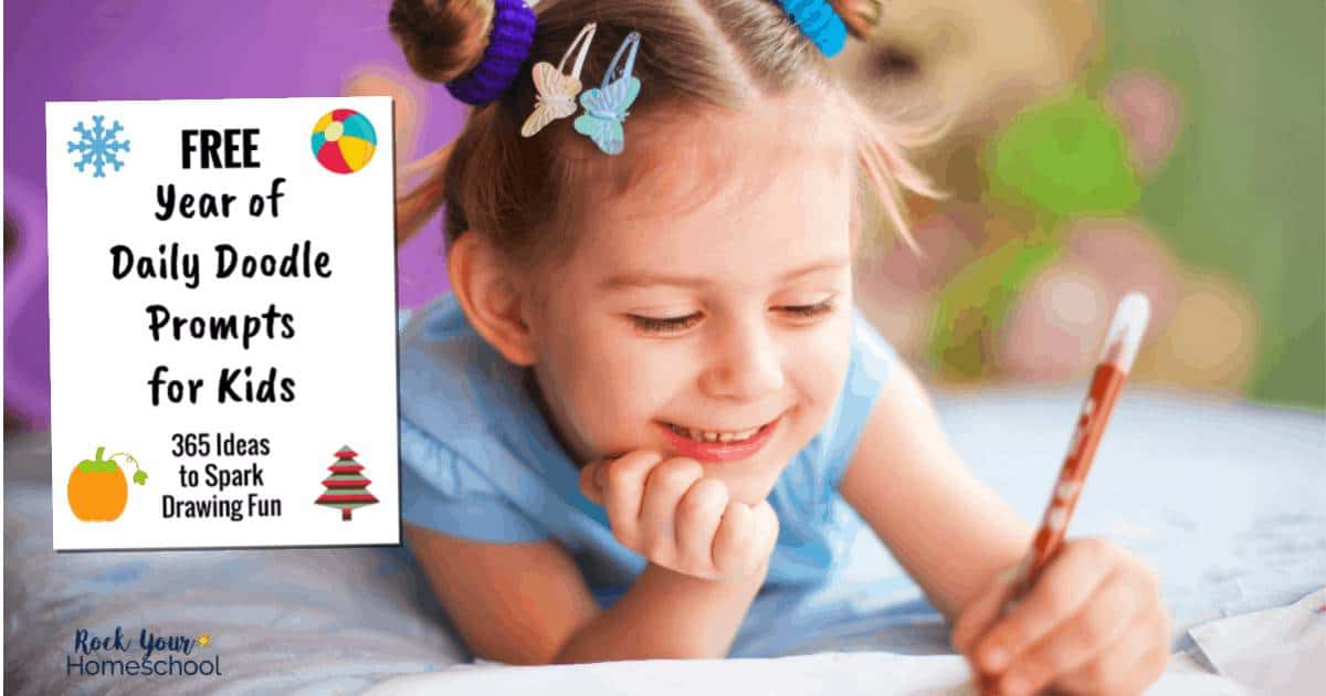 Give your kids easy & fun ways to build creativity and imagination with these free daily doodle prompts. Get 365 ideas for a full year of drawing fun for kids!