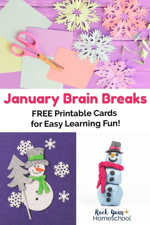 Pastel snowflakes with pink scissors on pastel papers and snowman with silver hat and green scarf & silver tree & white snowflakes on purple felt and clay snowman with red scarf