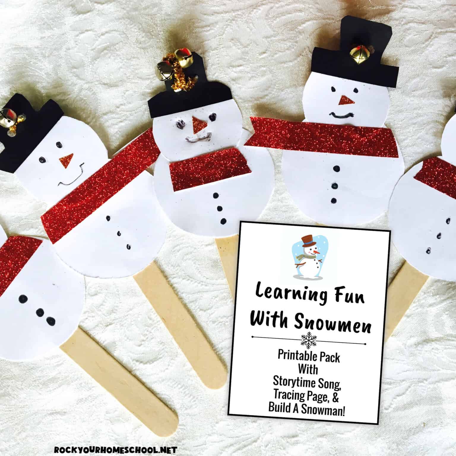 Examples of cute snowman crafts for story props for this learning fun with snowmen song and craft set.