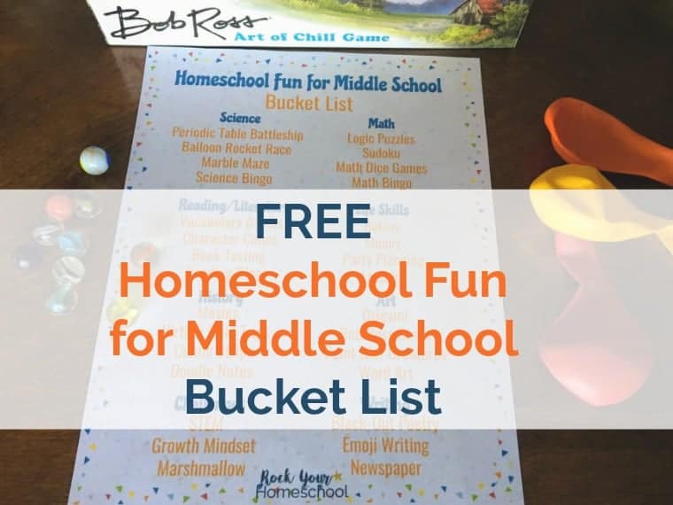 free printable homeschool fun for middle school bucket list