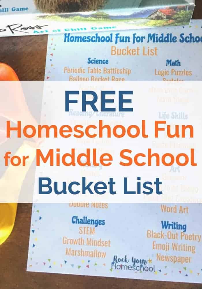 Prepare & plan for awesome learning fun with your middle schooler with this free Homeschool Fun for Middle School Bucket List.
