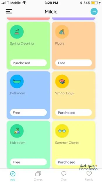 This kids chore app includes chore packs to help you easily get started with motivating & teaching your kids their responsibilities & jobs.