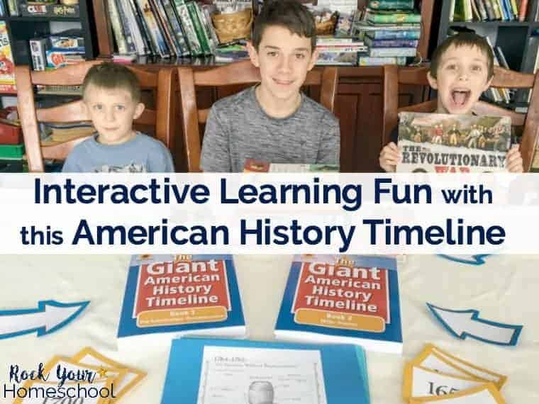 You can add interactive learning fun to your homeschool with this American history timeline. Find out how our large family homeschool is using The Giant American History Timeline books to encourage collaborative activities and more!
