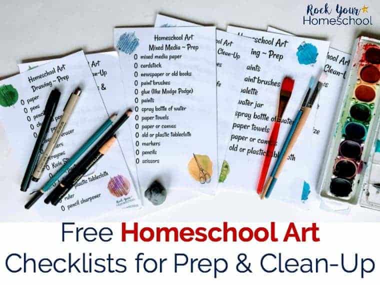 Free Homeschool Art Classes Checklists for Prep & Clean-Up