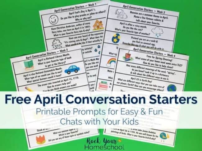 free printable April conversation starters