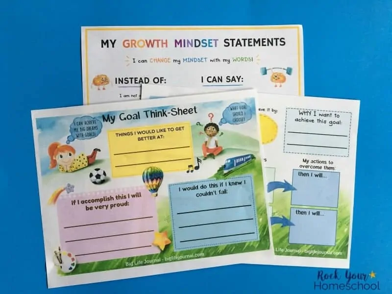 These goal setting worksheets (part of Big Life Journal Growth Mindset Kit) are wonderful for helping you empower with a growth mindset for kids.