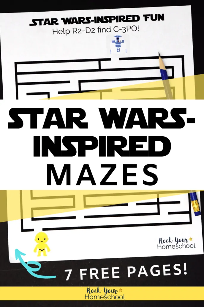 Star Wars-Inspired maze featuring R2-D2 & C-3PO to show how these awesome free printable activities are great challenges for your Star Wars fans