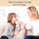 Mom with coffee mug sitting on couch & talking with daughter