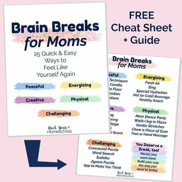 Feel like yourself instead of frazzled & freaking out! Use Brain Breaks for Moms for quick & easy ways to make self-care happen.