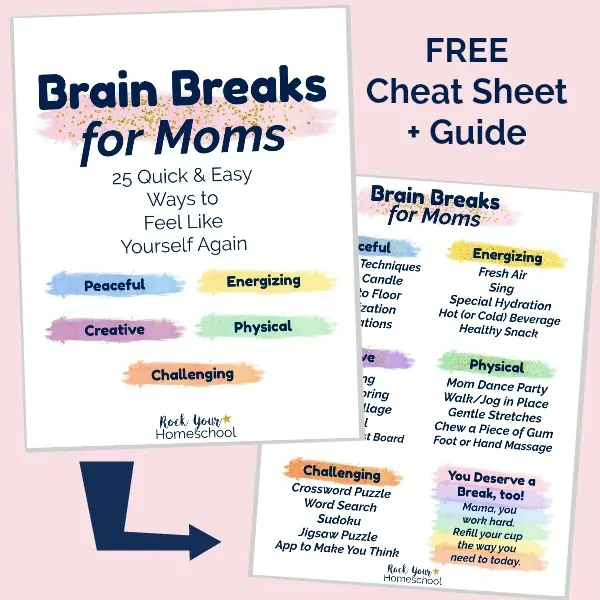 Feel like yourself instead of frazzled & freaking out! Use Brain Breaks for Moms for quick & easy ways to make self-care happen.