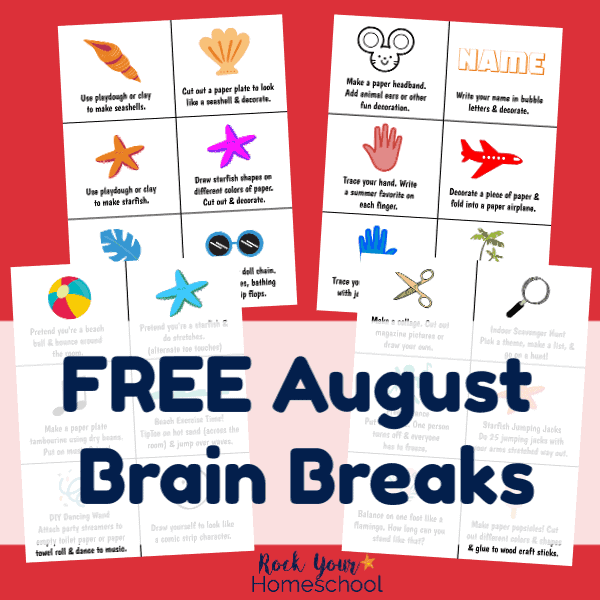 free printable August brain breaks 
