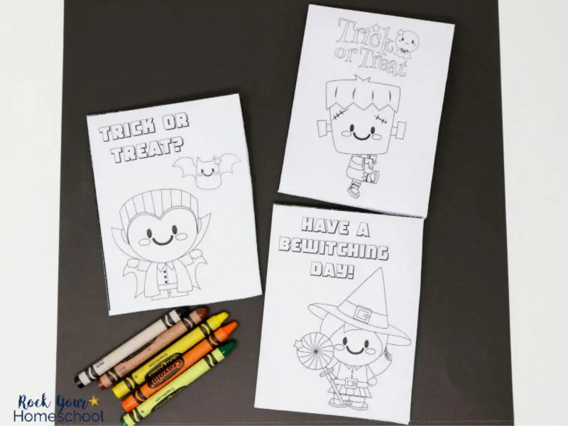 Your kids will love coloring & handing out these free printable Halloween cards!
