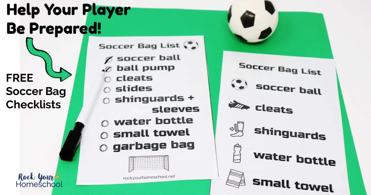 Help your soccer players be prepared for practices & games with these free soccer bag checklists. 