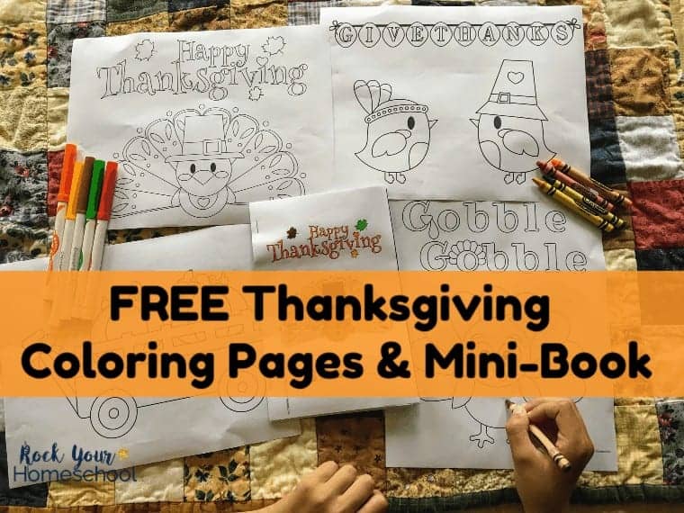 These free Thanksgiving Coloring Pages and Mini-Book are excellent ways to boost your holiday with kids. Wonderful for classroom, homeschool, &amp; family celebrations!