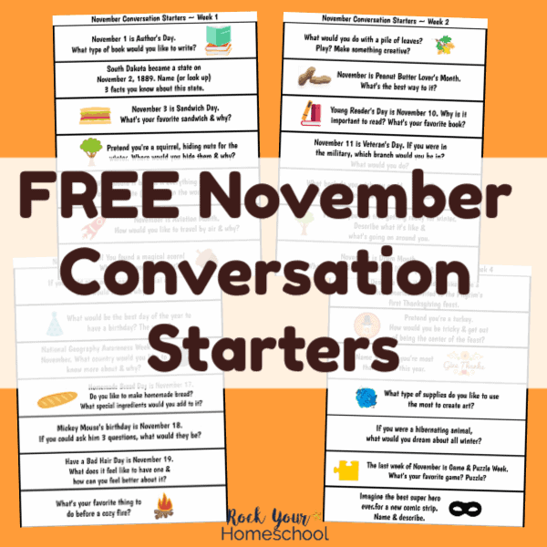 Enjoy these free printable November conversation starters to help you have fun chats with your kids.