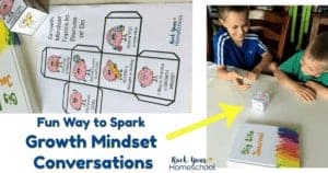Get your kids excited about growth mindset lessons and discussions with this free printable Growth Mindset Topics Cube. Great for family, homeschool, &amp; classroom activities!