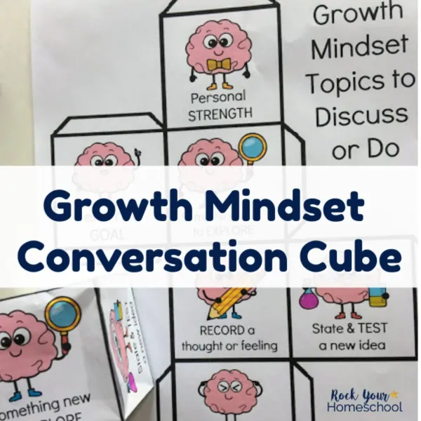 This free printable Growth Mindset for Kids Conversation Cube is an excellent way to add hands-on fun to your discussions and lessons.
