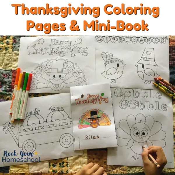 These free Thanksgiving coloring pages & mini-book are awesome activities to make the holiday fun with kids.