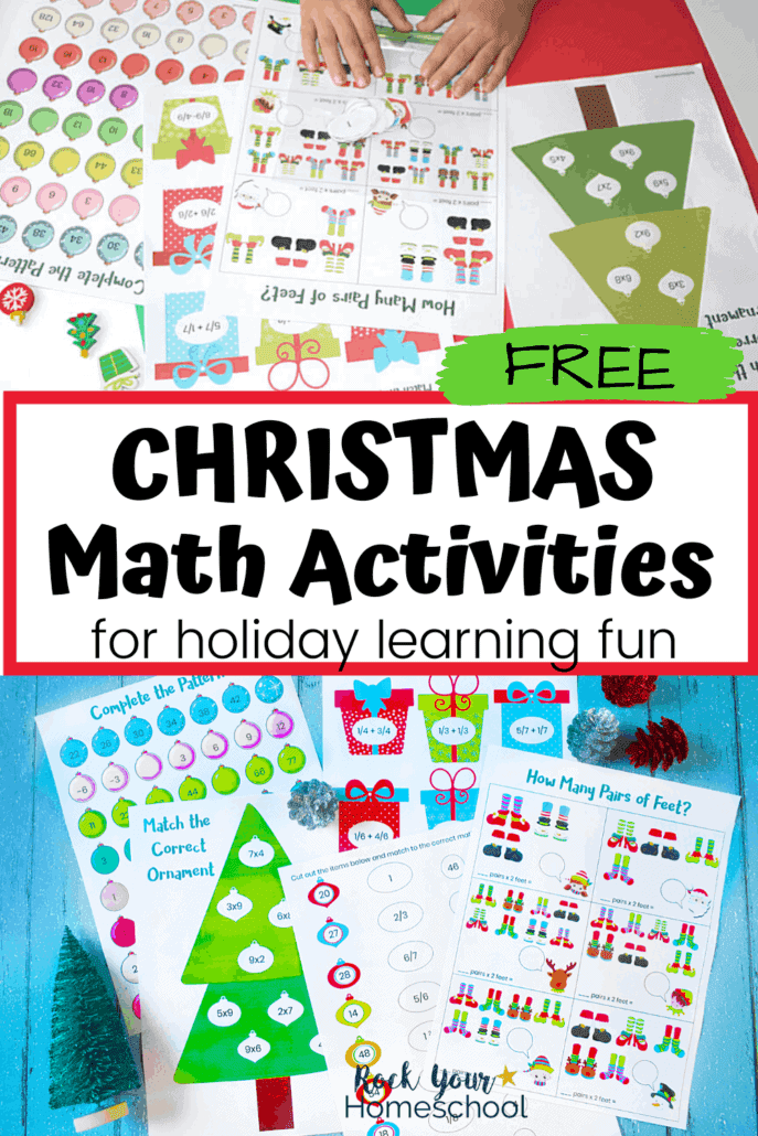 Boy using Christmas math activities to feature the variety of ways you can make math time fun during the holiday season