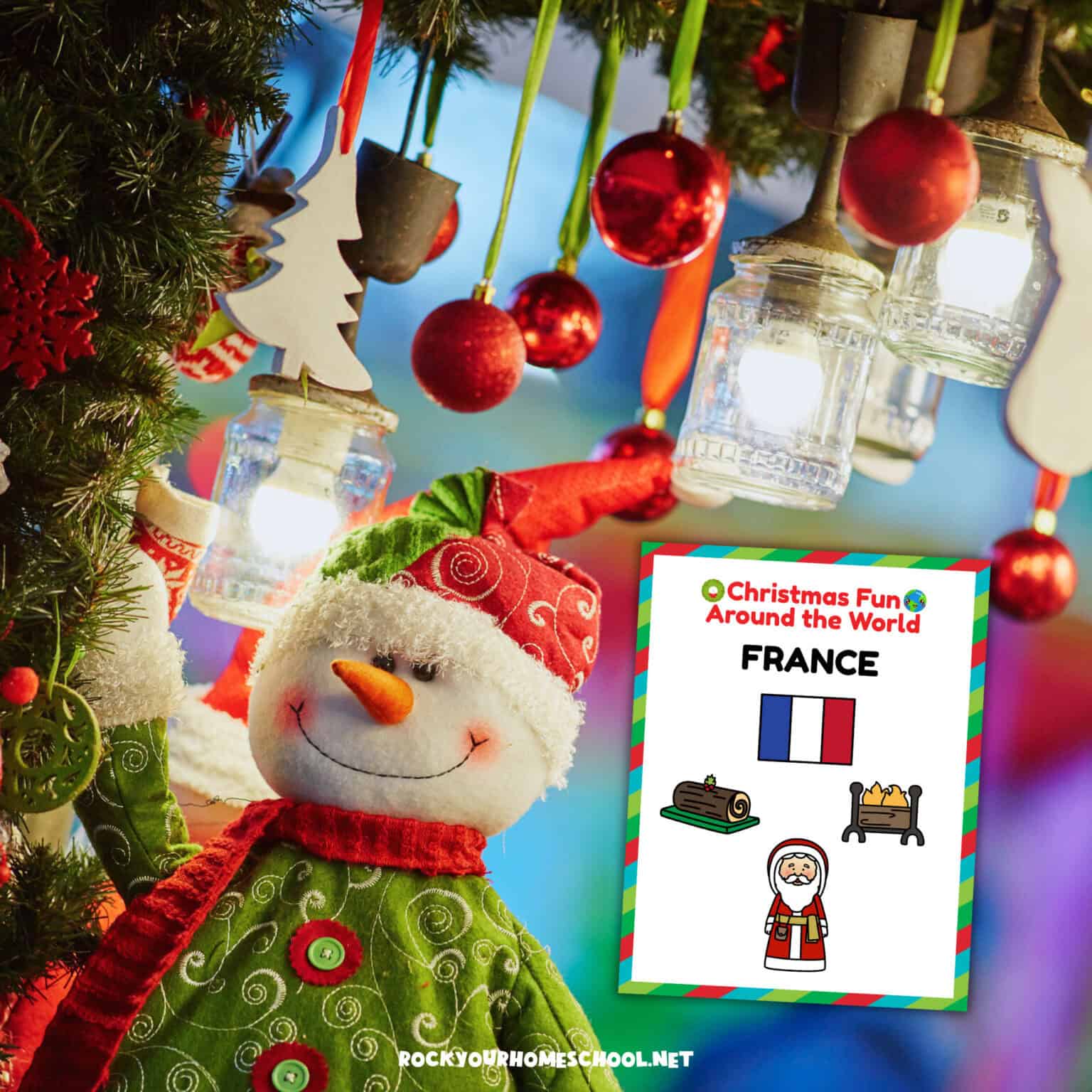 Snowman with Christmas tree and Christmas Fun in Italy study cover.