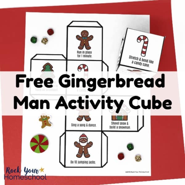 Have easy holiday fun with kids using this free printable Gingerbread Man Activity Cube! With prompts to get kids moving, this cube will help your kids burn off energy and have fun.