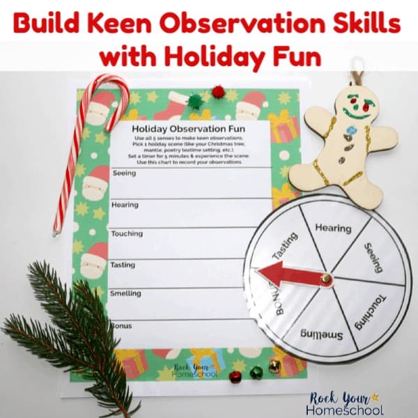 Help your kids build keen observation skills as you enjoy easy holiday fun with this free printable pack with activities to use all 5 senses.