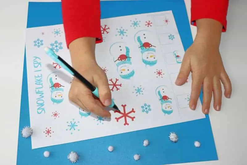 Snowflake I Spy is a fun game that's part of this free Snowflake Activities pack.
