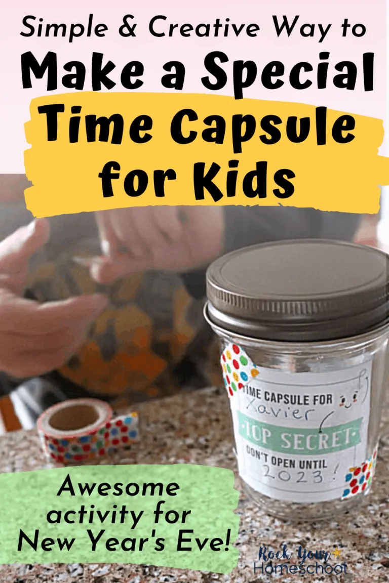 Boy working on a time capsule for kids for a super cool New Year's activity