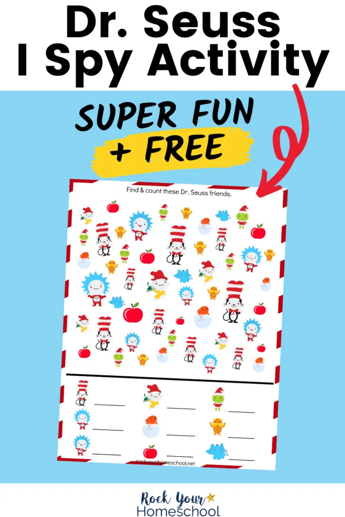 Dr. Seuss I Spy Activity to feature how you can use this free activity for Dr. Seuss fun with kids