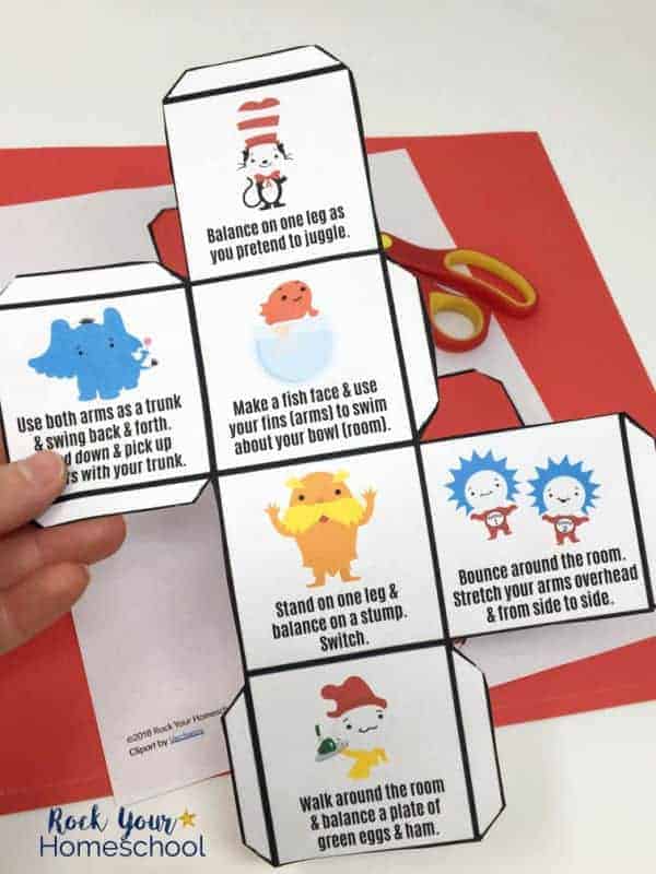 This free printable Dr. Seuss-Inspired Activity Cube is easy to assemble for awesome fun with kids.