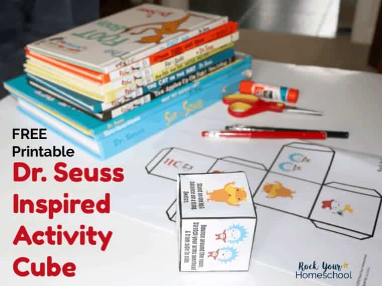 Free printable Dr. Seuss activity cube.