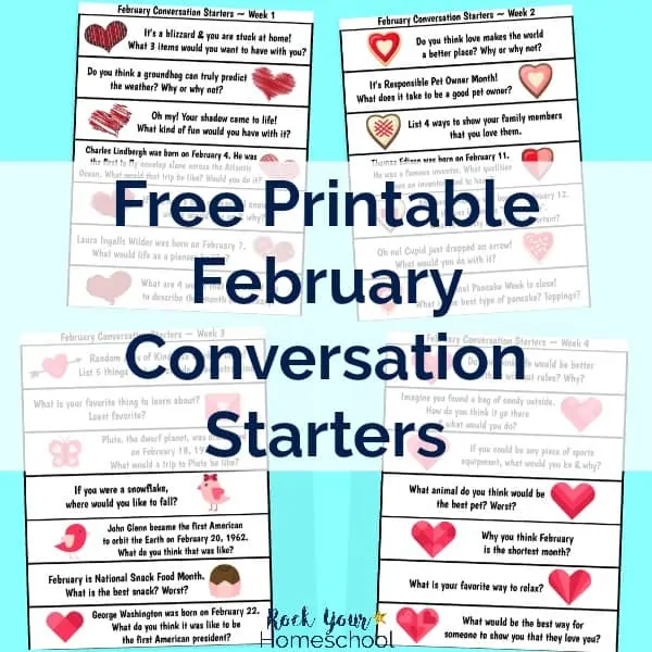 free printable February conversation starters