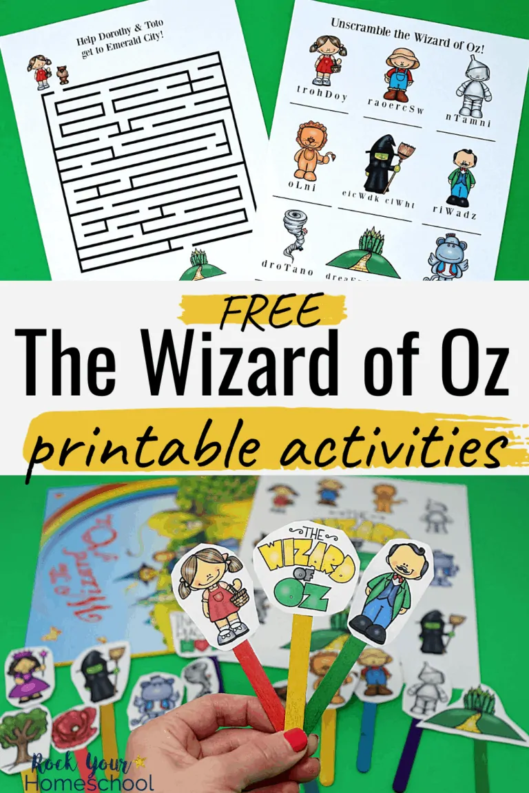 Free Wizard of Oz printable activities to feature how you can easily extend the learning fun with this classic book & movie