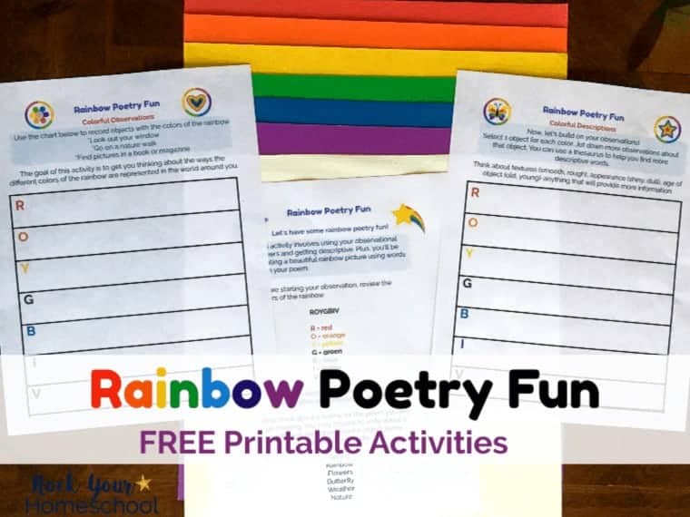 Have some Rainbow Poetry Fun with these free printable activities for kids.