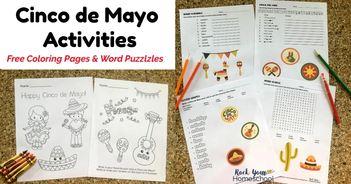Add these free printable activities to your celebration for a fun Cinco de Mayo for kids.