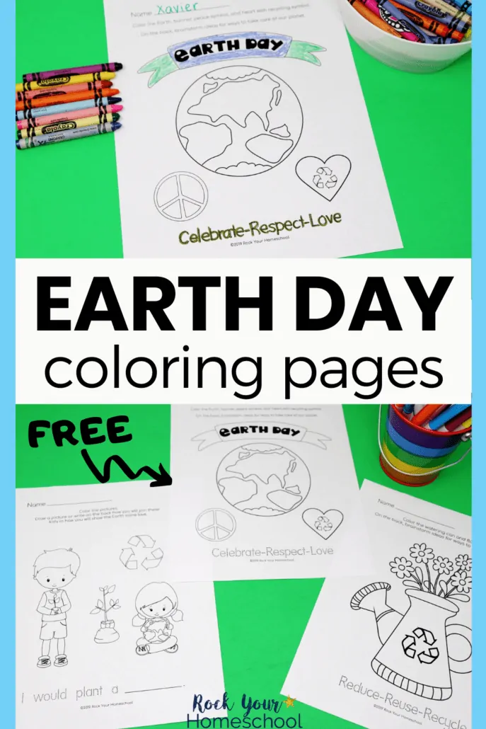 Earth Day coloring pages with crayons and markers to feature the variety of ways you can celebrate Earth Day with kids using these free printable activities