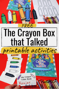 Free printable crayons and pages with crayons & The Crayon Box that Talked book to feature how these free printable activities can help you extend the learning fun for kids
