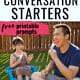 Smiling daughter & dad with red, white, and blue popsicles in backyard with wood fence to feature the awesome chats you can have with your kids using these free June conversation starters