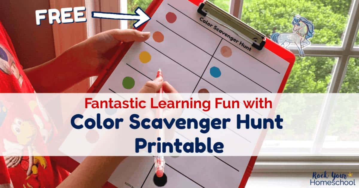 Have fantastic learning fun with kids using this free Color Scavenger Hunt printable.