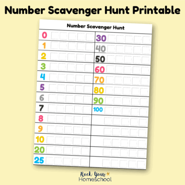 Get this free Number Scavenger Hunt printable for learning fun for your kids.