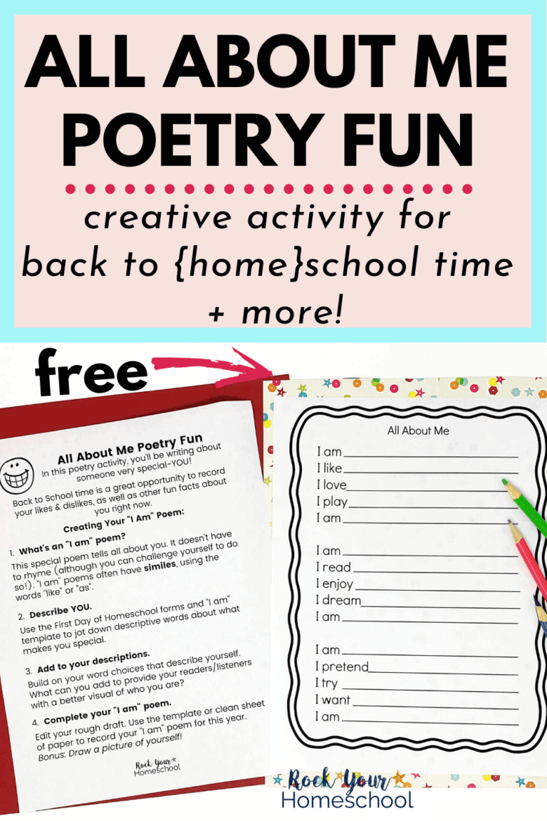 All About Me Poetry Fun set on pretty papers with pencils to feature how you can enjoy this special activity for back to school time or anytime of year