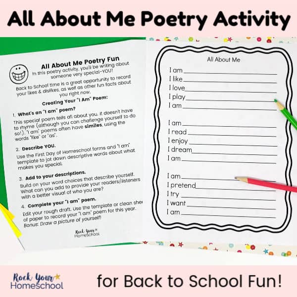 All About Poetry activity for back to school fun or any time of year!