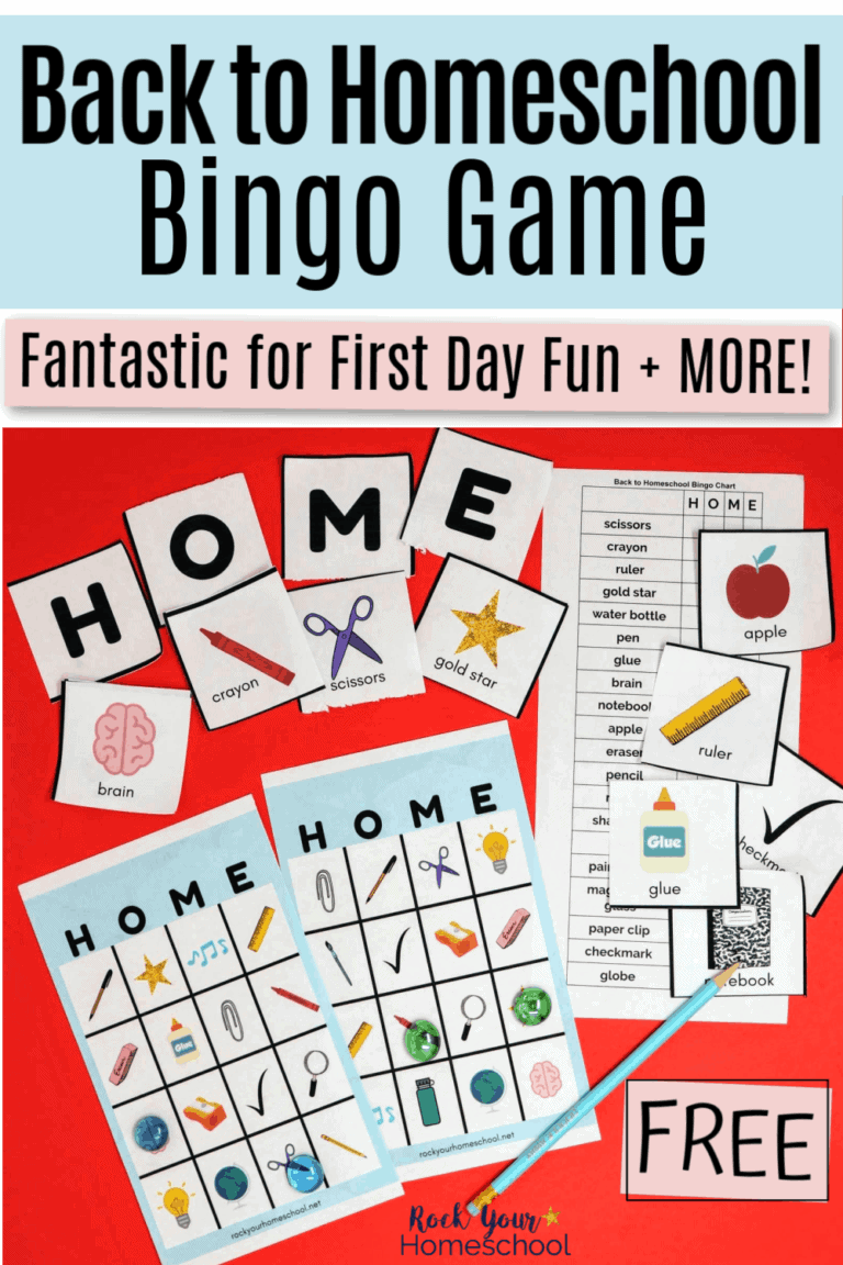 Back to Homeschool Bingo Game to feature how you can easily make this special time fun & exciting with this free printable bingo game