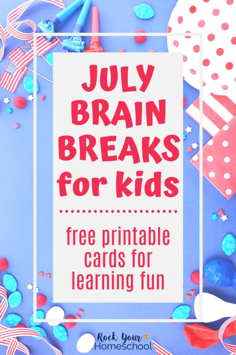 Variety of red, white, & blue decoration & toys to feature the amazing ways to enjoy learning fun with these free July Brain Breaks for Kids
