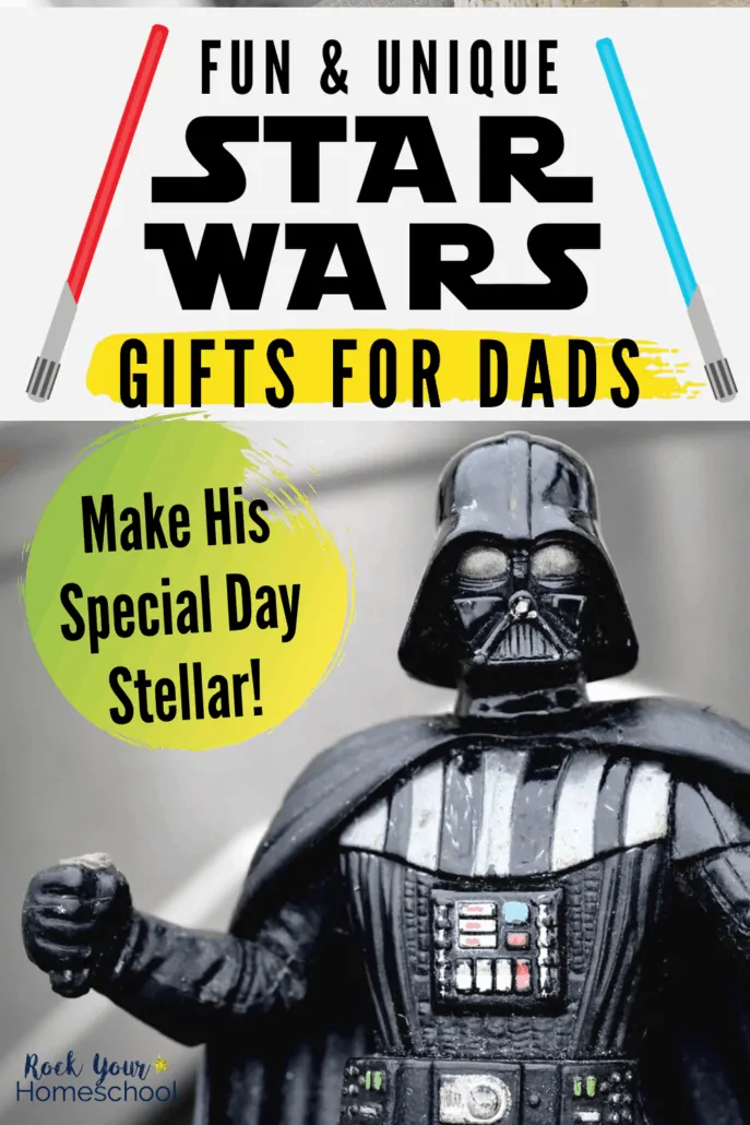Darth Vader figure with fist to show how your special guy will love these fun & unique Star Wars gifts for dads