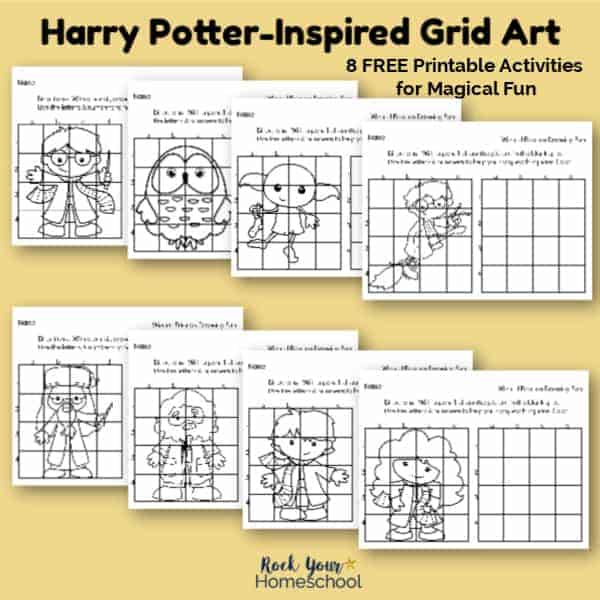 These free printable grid art activities featuring Harry Potter characters are awesome for magical fun.