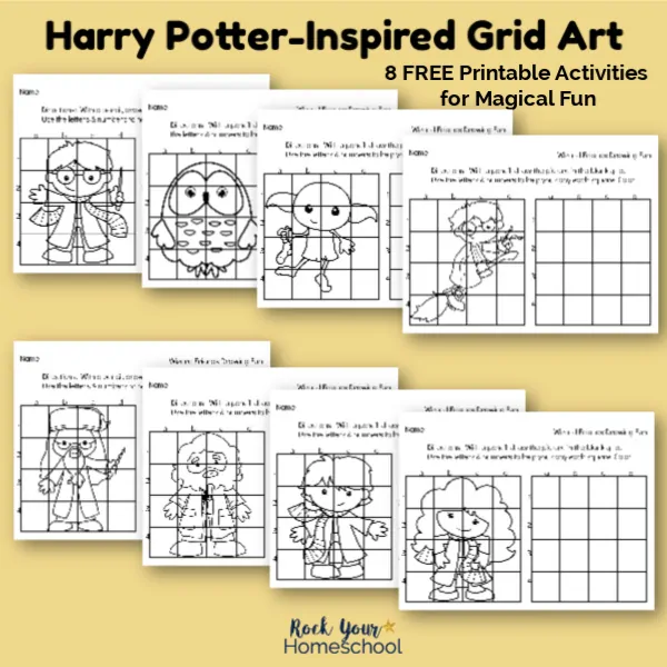 These free printable grid art activities featuring Harry Potter characters are awesome for magical fun.