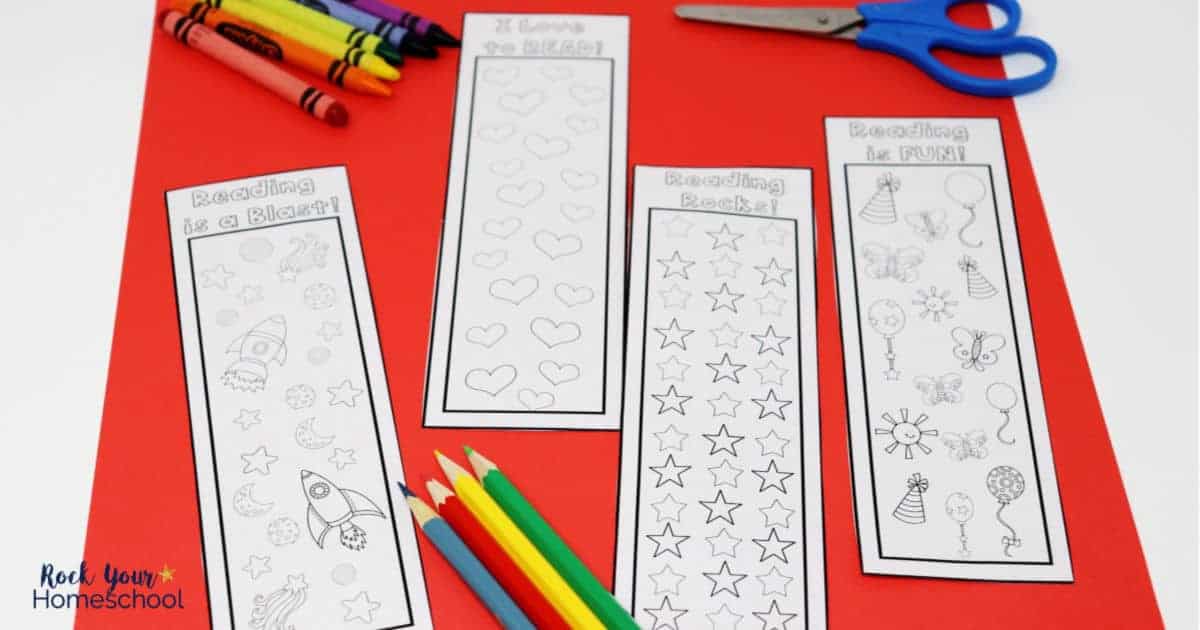 Your kids will have a blast using these free coloring bookmarks for reading tracker fun.