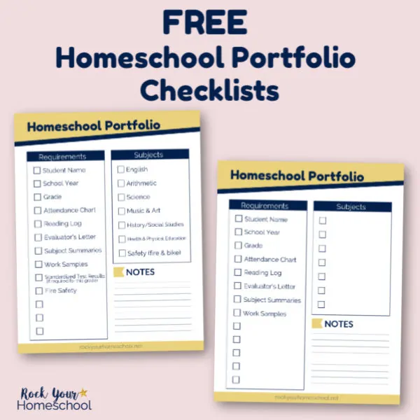 Get these 2 free homeschool portfolio checklists to be ready & get organized.
