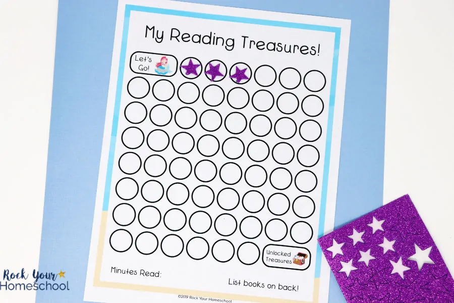 Fun stickers & stamps make using this mermaid-themed reading tracker chart a blast to use.